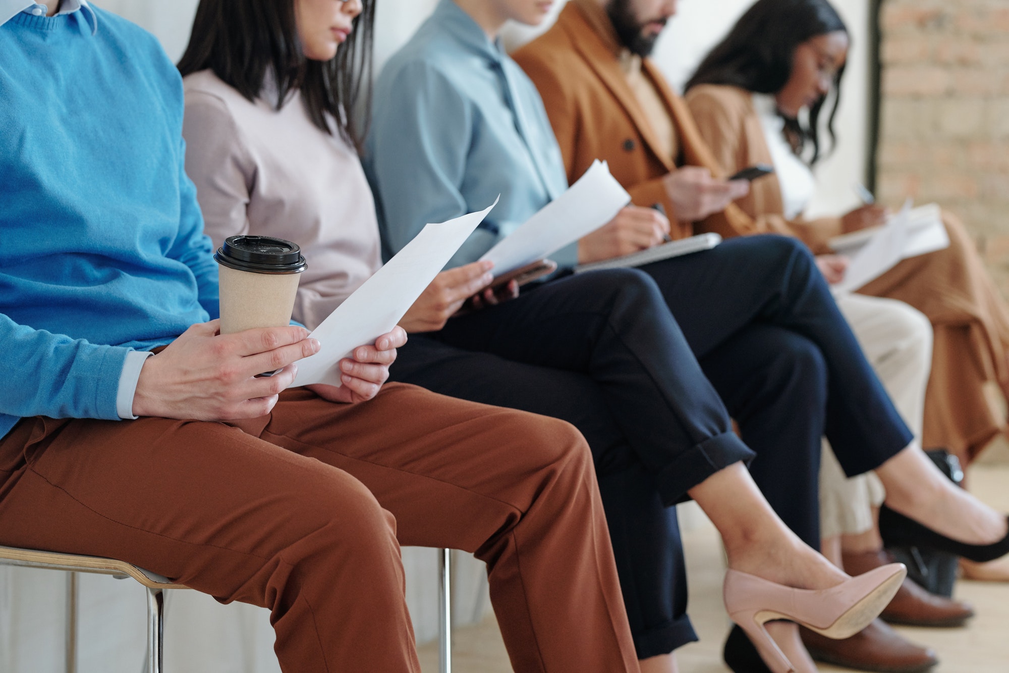 Candidates preparing for job interview